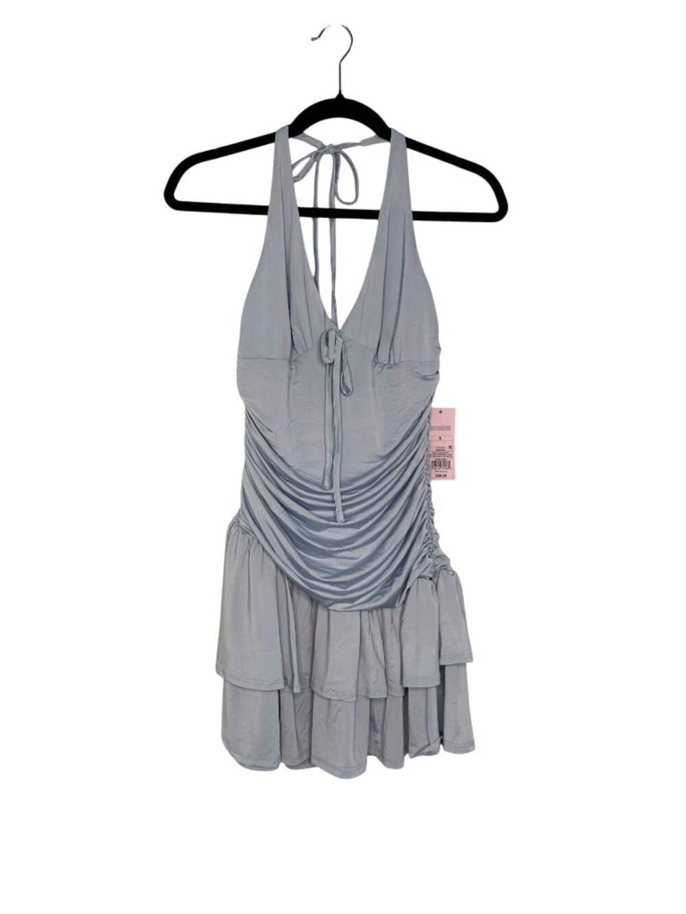 NWT Wild Fable Blue Mini Halter Dress With Ruched Bodice & Tie Closure Size Smal